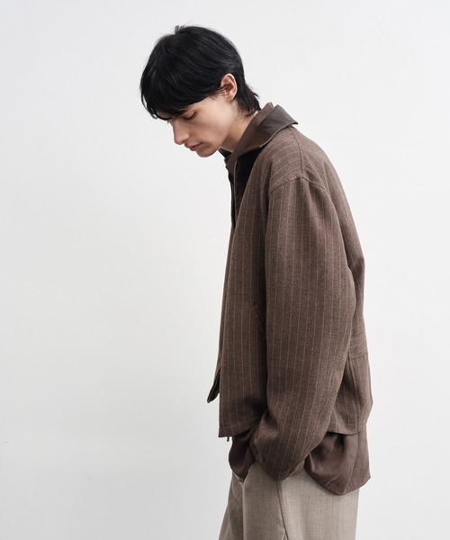 tageechita(タジチタ)の「【IFANDONLYIF】ヴィンテージライク フェイクレザーカラー ストライプジャケット(ブルゾン・メンズ・ブラック/ブラウン・L/S/M)」の9枚目の写真