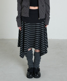 ITZAVIBE（イッザバイブ）の「STRIPE SYMBOL UNBALANCED SKIRT（スカート）」