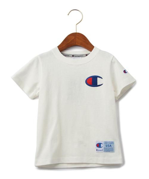 Champion（チャンピオン）の「【Champion(チャンピオン)】 ロゴシシュウ ショートスリーブ Tシャツ◆（Tシャツ/カットソー・キッズ・ホワイト/グレー/コバルトブルー・100cm/110cm/130cm/120cm）」の2枚目の写真