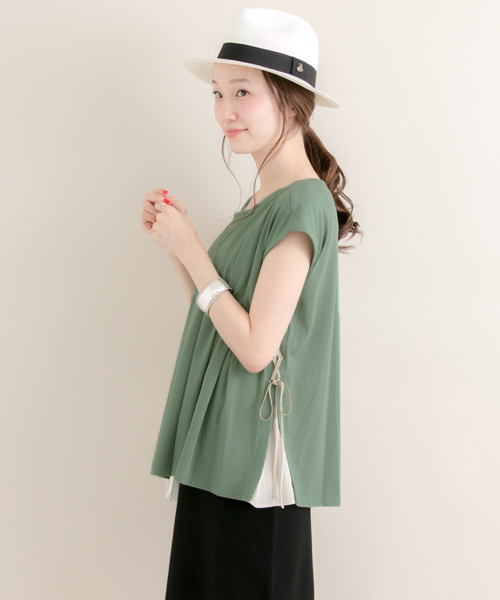 URBAN RESEARCH（アーバンリサーチ）の「UR レースアップTシャツ（Tシャツ/カットソー・レディース・トップグレー/グリーン/ブラック・FREE）」の8枚目の写真