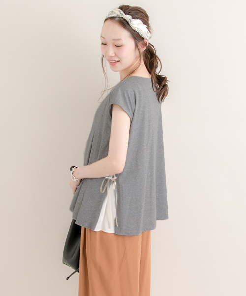 URBAN RESEARCH（アーバンリサーチ）の「UR レースアップTシャツ（Tシャツ/カットソー・レディース・トップグレー/グリーン/ブラック・FREE）」の6枚目の写真