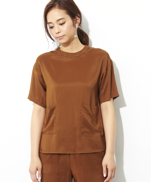 STUDIOUS（ステュディオス）の「ラスターポケットブラウス（シャツ/ブラウス・レディース・ネイビー/ブラウン・FREE）」の5枚目の写真