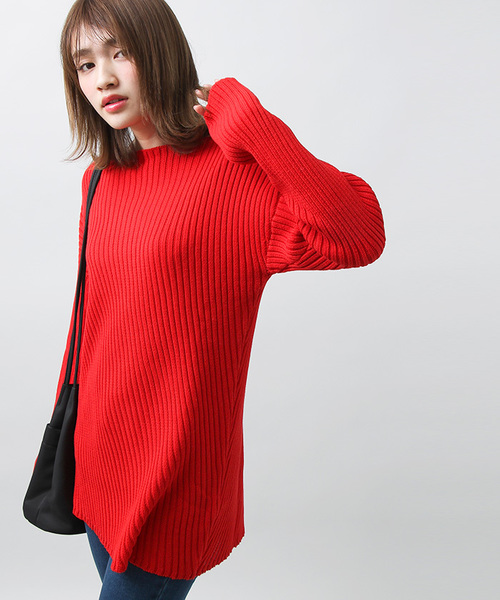 WEGO(ウィゴー)の「DISPARK/アシンメトリーニット(ニット/セーター・レディース・ブラック/イエロー/レッド/ホワイト・FREE)」の4枚目の写真