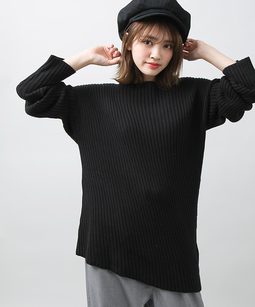 WEGO(ウィゴー)の「DISPARK/アシンメトリーニット(ニット/セーター・レディース・ブラック/イエロー/レッド/ホワイト・FREE)」の3枚目の写真