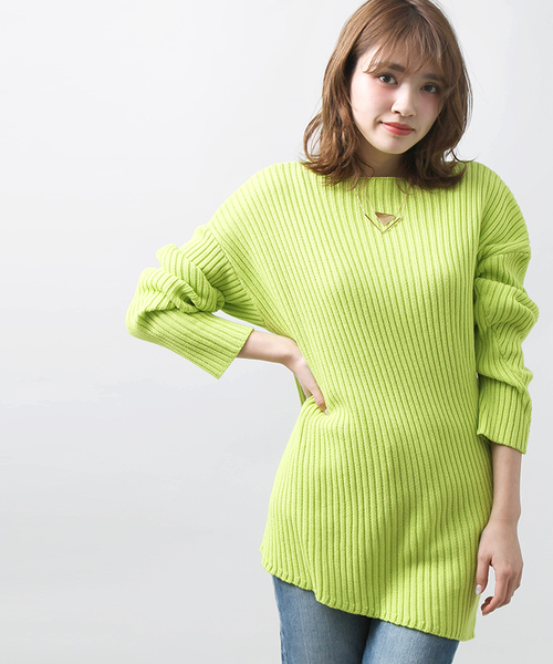 WEGO(ウィゴー)の「DISPARK/アシンメトリーニット(ニット/セーター・レディース・ブラック/イエロー/レッド/ホワイト・FREE)」の9枚目の写真