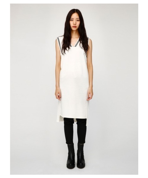 MOUSSY（マウジー）の「SW V/N JERSEY MINI DRESS（ワンピース・レディース・アイボリー/ブラック・FREE）」の2枚目の写真