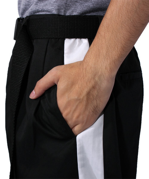 ８(eight)（エイト）の「ライン入り アンクルパンツ ワイド サルエルパンツ（スラックス・メンズ・ブラック/グレー・MEDIUM/LARGE）」の8枚目の写真