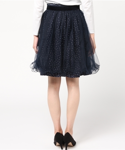 LODISPOTTO（ロディスポット）の「フェアリーエトワール★チュールスカート（スカート・レディース・ホワイト/ネイビー・MEDIUM）」の4枚目の写真