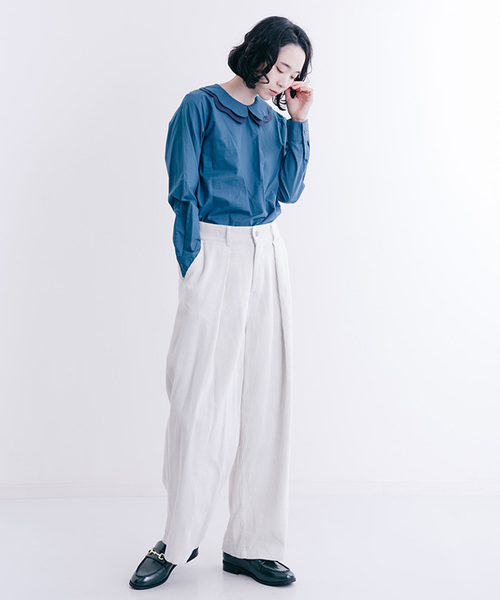 MERLOT（メルロー）の「コーデュロイタックワイドパンツ2396（その他パンツ・レディース・ネイビー/オフホワイト/イエロー/モカ・FREE）」の8枚目の写真