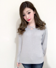 one way | ワイドリブクロスニット(ニット/セーター)