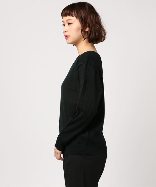 one way(ワンウェイ)の「ワイドリブクロスニット(ニット/セーター・レディース・ライトピンク/ライトグリーン/ホワイト/ライトグレー/ブラック・M)」の6枚目の写真