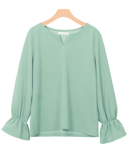 Pierrot（ピエロ）の「キーネック キャンディースリーブ カットジョーゼット Tブラウス（シャツ/ブラウス・レディース・ブラック/ベージュ/マスタード/カーキ/ミント/ネイビー/ブルー・L/M）」の5枚目の写真