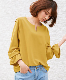 Pierrot | キーネック キャンディースリーブ カットジョーゼット Tブラウス(シャツ/ブラウス)