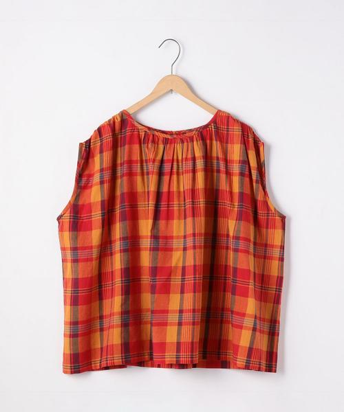 coen（コーエン）の「【Market】 マドラスチェックギャザーブラウス（シャツ/ブラウス・レディース・ネイビー/ピンク系その他・FREE）」の3枚目の写真