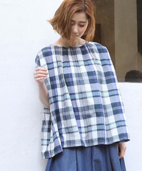 coen（コーエン）の「【Market】 マドラスチェックギャザーブラウス（シャツ/ブラウス・レディース・ネイビー/ピンク系その他・FREE）」の13枚目の写真