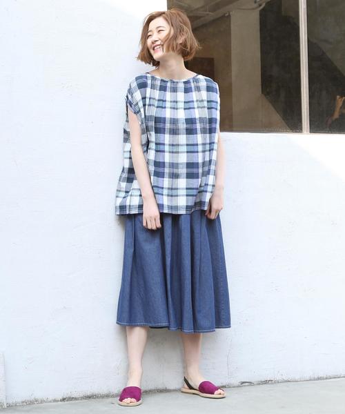 coen（コーエン）の「【Market】 マドラスチェックギャザーブラウス（シャツ/ブラウス・レディース・ネイビー/ピンク系その他・FREE）」の14枚目の写真