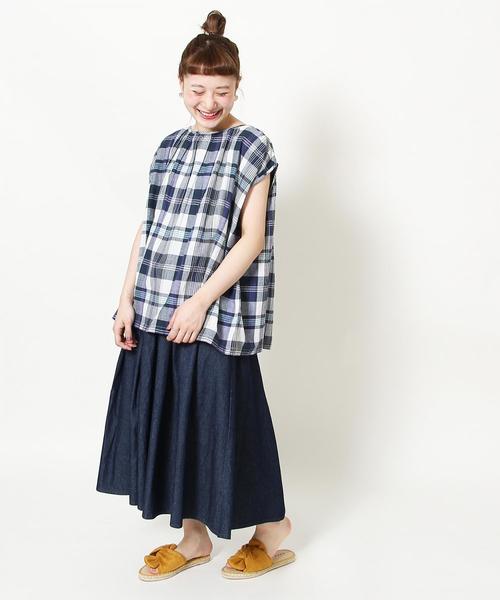 coen（コーエン）の「【Market】 マドラスチェックギャザーブラウス（シャツ/ブラウス・レディース・ネイビー/ピンク系その他・FREE）」の17枚目の写真