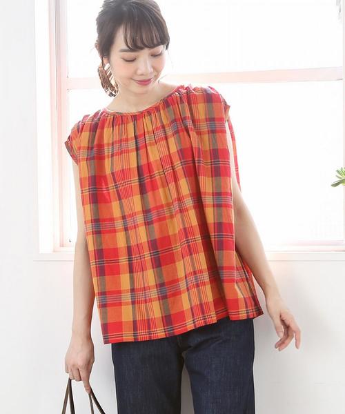 coen（コーエン）の「【Market】 マドラスチェックギャザーブラウス（シャツ/ブラウス・レディース・ネイビー/ピンク系その他・FREE）」の18枚目の写真