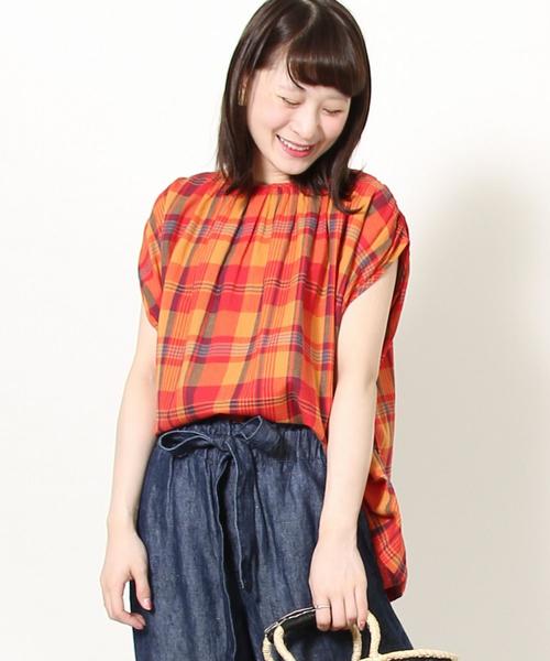 coen（コーエン）の「【Market】 マドラスチェックギャザーブラウス（シャツ/ブラウス・レディース・ネイビー/ピンク系その他・FREE）」の21枚目の写真