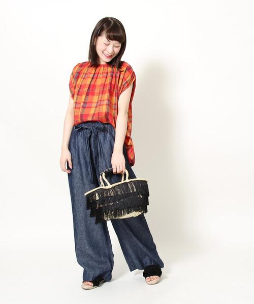 coen（コーエン）の「【Market】 マドラスチェックギャザーブラウス（シャツ/ブラウス・レディース・ネイビー/ピンク系その他・FREE）」の22枚目の写真