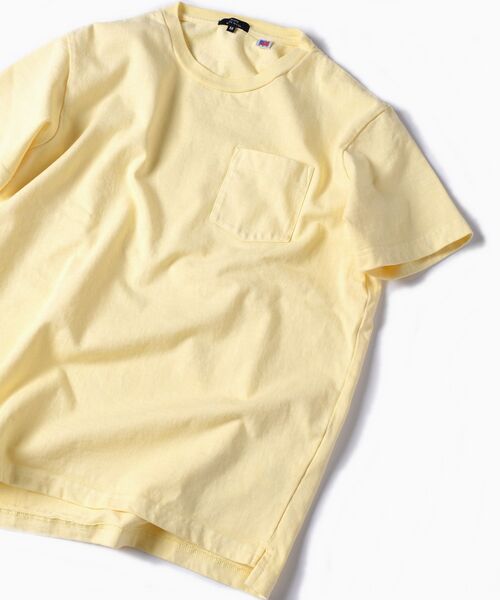 SHIPS(シップス)の「SHIPS: アメリカ製 後染め クルー ネック ポケット Tシャツ(Tシャツ/カットソー・メンズ・オフホワイト/ライトイエロー/ライトピンク/ライトブルー・X-LARGE/MEDIUM/SMALL/LARGE)」の1枚目の写真