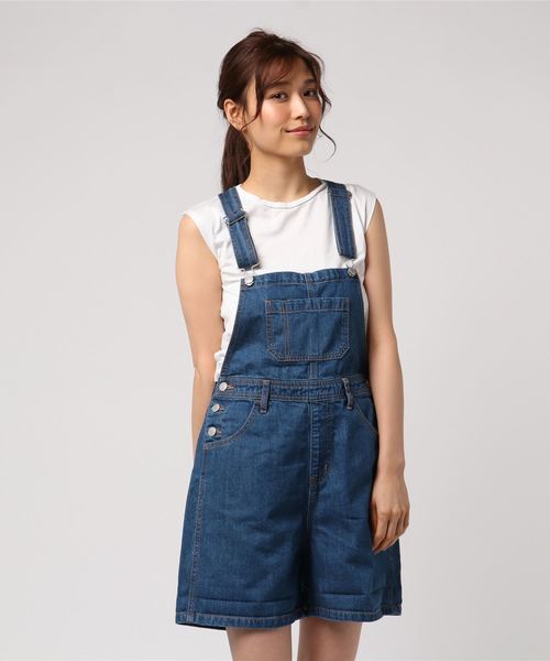 WEGO（ウィゴー）の「WEGO/デニムオーバーオールショーツ（サロペット