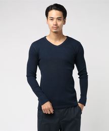 ワッフルVネック長袖Tシャツ