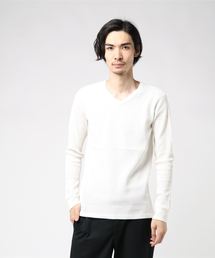 ワッフルVネック長袖Tシャツ