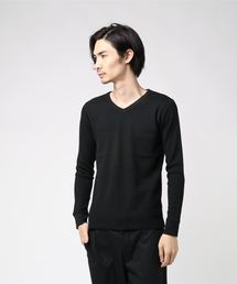 ワッフルVネック長袖Tシャツ