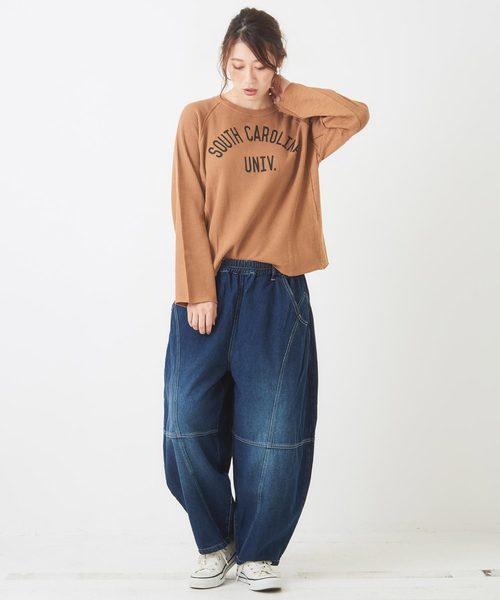 CUBE SUGAR（キューブシュガー）の「WEB限定 キリカエボールデニムパンツ（デニムパンツ・レディース・インディゴブルー/ブルー/ブラック・M）」の4枚目の写真