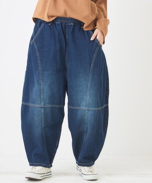 CUBE SUGAR（キューブシュガー）の「WEB限定 キリカエボールデニムパンツ（デニムパンツ・レディース・インディゴブルー/ブルー/ブラック・M）」の5枚目の写真