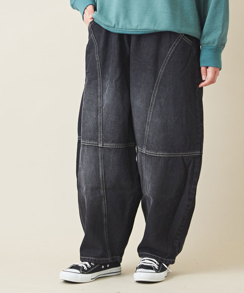 CUBE SUGAR（キューブシュガー）の「WEB限定 キリカエボールデニムパンツ（デニムパンツ・レディース・インディゴブルー/ブルー/ブラック・M）」の2枚目の写真