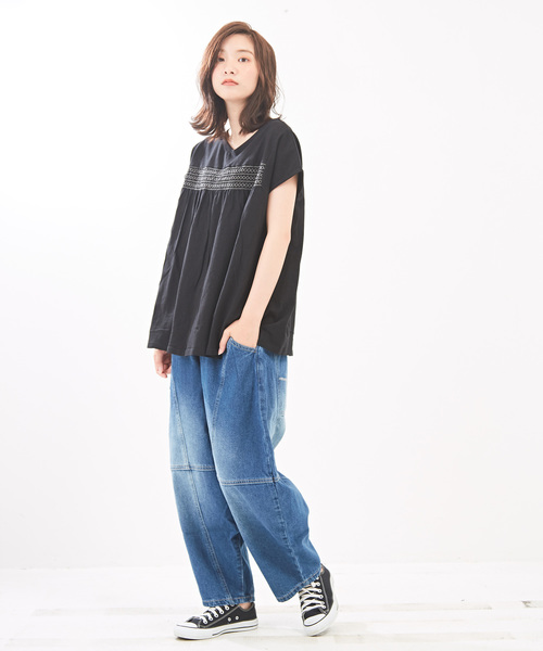 CUBE SUGAR（キューブシュガー）の「WEB限定 キリカエボールデニムパンツ（デニムパンツ・レディース・インディゴブルー/ブルー/ブラック・M）」の22枚目の写真