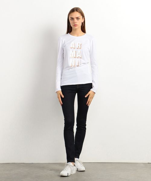 ARMANI EXCHANGE（アルマーニエクスチェンジ）の「【A|Xアルマーニ エクスチェンジ】スパンコールロゴ　ロングＴシャツ（Tシャツ/カットソー・レディース・ホワイト/ブラック・SMALL/MEDIUM/LARGE/X-SMALL）」の3枚目の写真