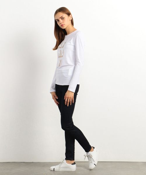 ARMANI EXCHANGE（アルマーニエクスチェンジ）の「【A|Xアルマーニ エクスチェンジ】スパンコールロゴ　ロングＴシャツ（Tシャツ/カットソー・レディース・ホワイト/ブラック・SMALL/MEDIUM/LARGE/X-SMALL）」の7枚目の写真