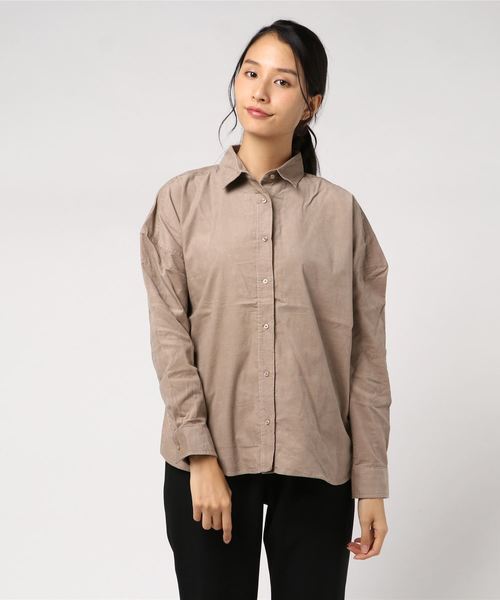 AMERICAN HOLIC(アメリカンホリック)の「ベーシック2WAY コール天シャツ(シャツ/ブラウス・レディース・チャコールグレー/ブルー/ピンクベージュ/アイボリー/ベージュ系その他・M/L)」の4枚目の写真