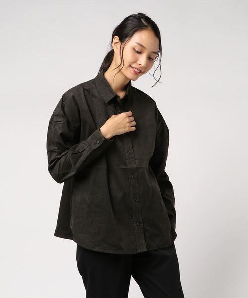 AMERICAN HOLIC(アメリカンホリック)の「ベーシック2WAY コール天シャツ(シャツ/ブラウス・レディース・チャコールグレー/ブルー/ピンクベージュ/アイボリー/ベージュ系その他・M/L)」の3枚目の写真