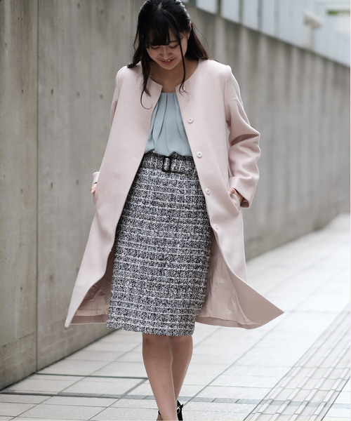TRUDEA(トルディア)の「ベルト付 ファンシーツイード タイトスカート(スカート・レディース・ブラック/ネイビー/ピンク・SMALL/MEDIUM/LARGE)」の4枚目の写真