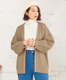 ガーター編みボリュームスリーブニットカーディガン