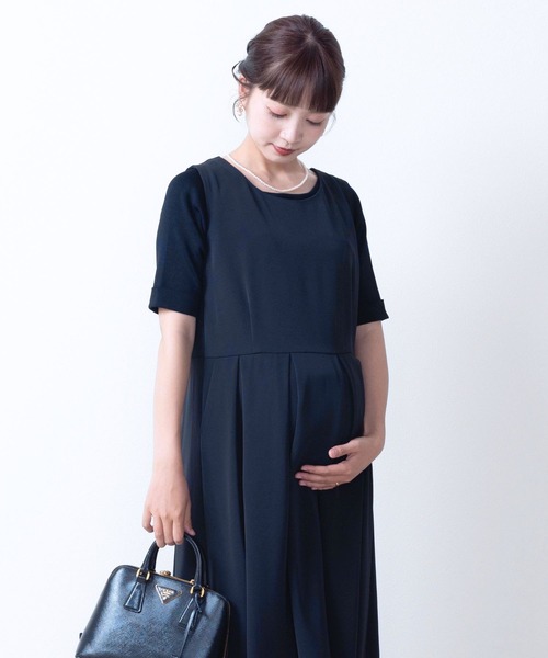 SweetMommy（スウィートマミー）の「ノースリーブ タック ワンピース オフィス [マタニティ 産前産後]（マタニティウェア/グッズ・レディース・ネイビー/グレー/ブラック/ブルー系その他/ブラック系その他・M/L）」の17枚目の写真