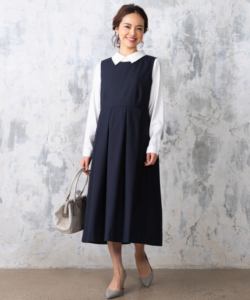 SweetMommy（スウィートマミー）の「ノースリーブ タック ワンピース オフィス [マタニティ 産前産後]（マタニティウェア/グッズ・レディース・ネイビー/グレー/ブラック/ブルー系その他/ブラック系その他・M/L）」の13枚目の写真