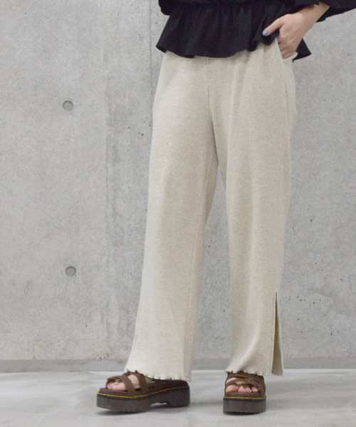 w closet（ダブルクローゼット）の「スリット入りテレコメローパンツ（その他パンツ・レディース・スミクロ/スモークグレー/ライトピンク/トップグレー/オートミール/オフホワイト・FREE）」の5枚目の写真