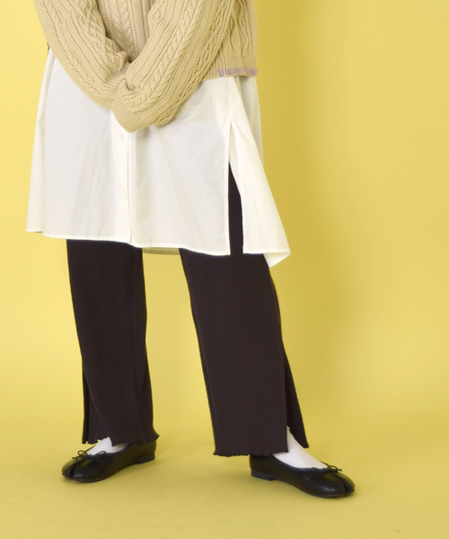 w closet（ダブルクローゼット）の「スリット入りテレコメローパンツ（その他パンツ・レディース・スミクロ/スモークグレー/ライトピンク/トップグレー/オートミール/オフホワイト・FREE）」の21枚目の写真