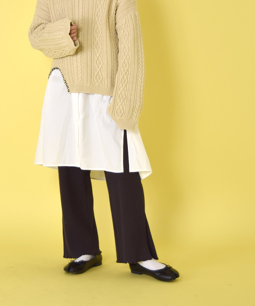 w closet（ダブルクローゼット）の「スリット入りテレコメローパンツ（その他パンツ・レディース・スミクロ/スモークグレー/ライトピンク/トップグレー/オートミール/オフホワイト・FREE）」の19枚目の写真