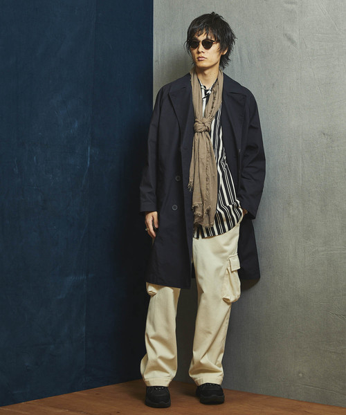 MAISON SPECIAL（メゾンスペシャル）の「“雨を弾く” ウォーターテックタスランメモリーダブルコート 【MAISON SPECIAL/メゾンスペシャル】（ステンカラーコート・メンズ・ベージュ/ダークネイビー/オフホワイト・44/48/46）」の19枚目の写真