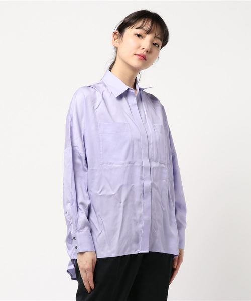 Editt by YECCA VECCA（エディットバイイェッカヴェッカ）の「P.テンセルスキッパ-シャツ（シャツ/ブラウス・レディース・カーキ/ラベンダー/ライトベージュ・FREE）」の3枚目の写真