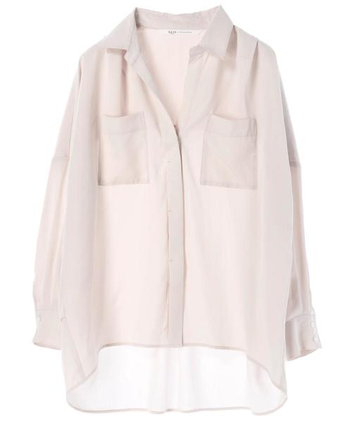 Editt by YECCA VECCA（エディットバイイェッカヴェッカ）の「P.テンセルスキッパ-シャツ（シャツ/ブラウス・レディース・カーキ/ラベンダー/ライトベージュ・FREE）」の4枚目の写真