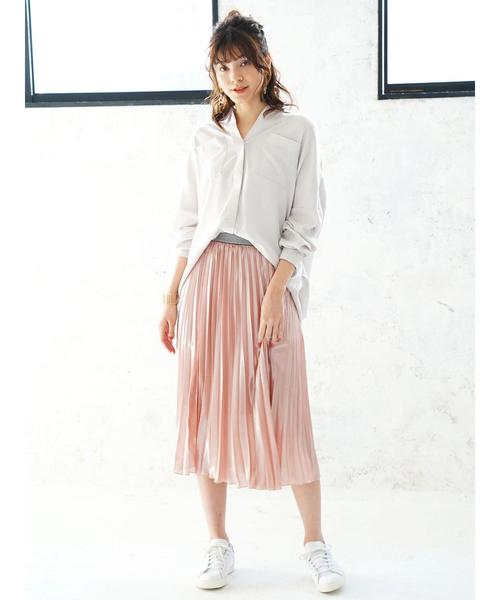 Editt by YECCA VECCA（エディットバイイェッカヴェッカ）の「P.テンセルスキッパ-シャツ（シャツ/ブラウス・レディース・カーキ/ラベンダー/ライトベージュ・FREE）」の8枚目の写真