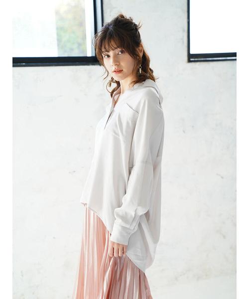 Editt by YECCA VECCA（エディットバイイェッカヴェッカ）の「P.テンセルスキッパ-シャツ（シャツ/ブラウス・レディース・カーキ/ラベンダー/ライトベージュ・FREE）」の14枚目の写真