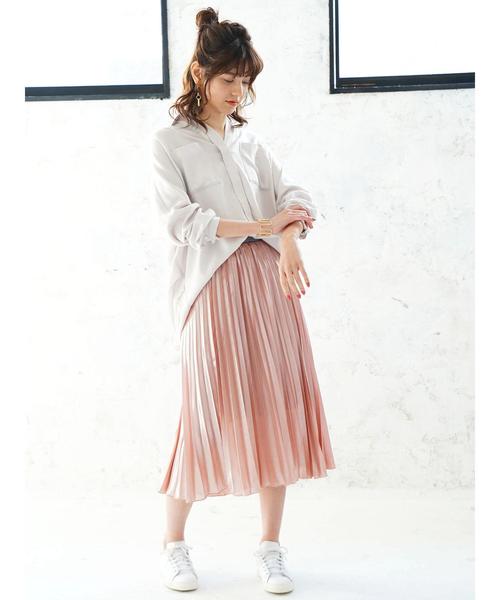 Editt by YECCA VECCA（エディットバイイェッカヴェッカ）の「P.テンセルスキッパ-シャツ（シャツ/ブラウス・レディース・カーキ/ラベンダー/ライトベージュ・FREE）」の10枚目の写真